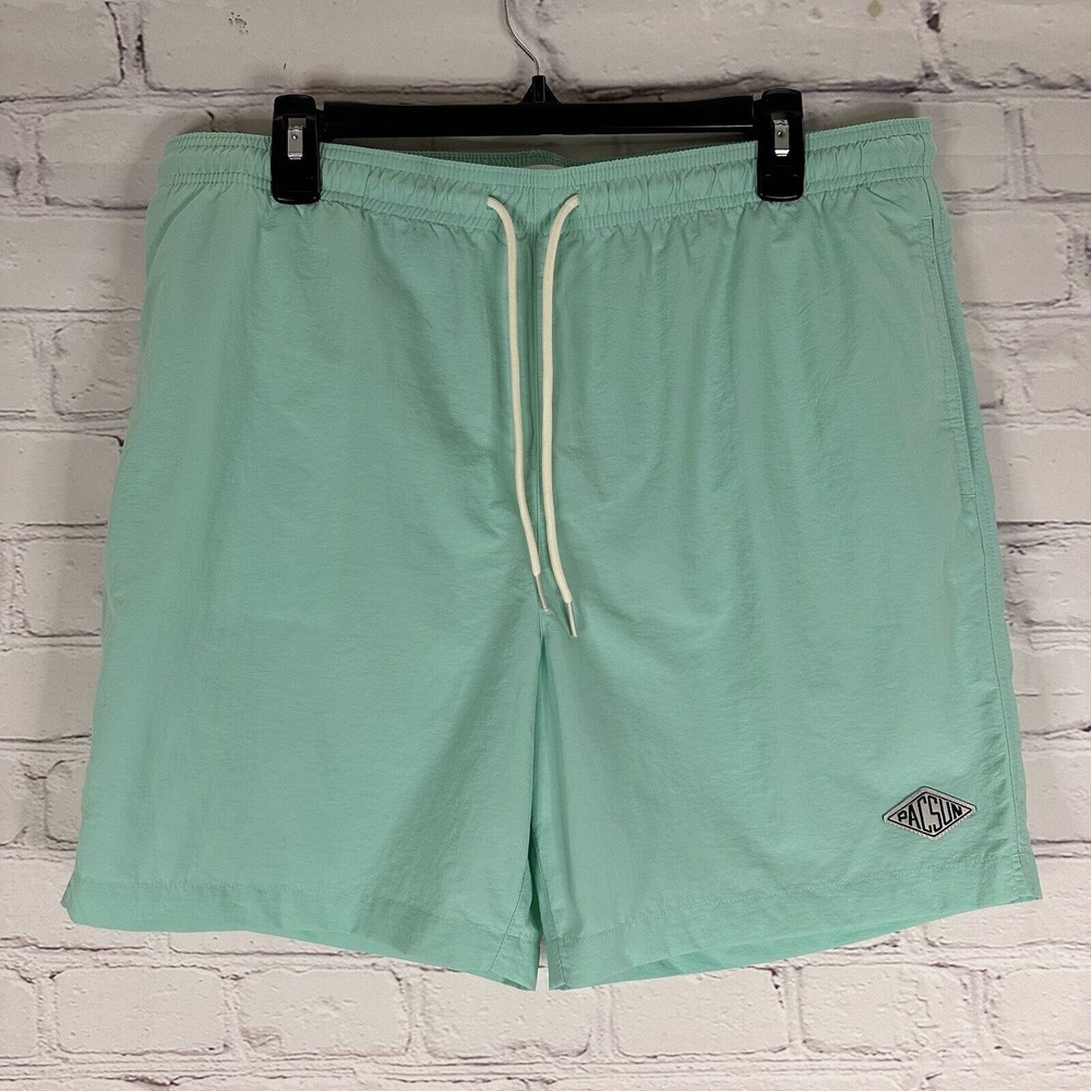 Pacsun Los Angeles Mens Swim Trunks Large Neon Lined Pockets Drawstring